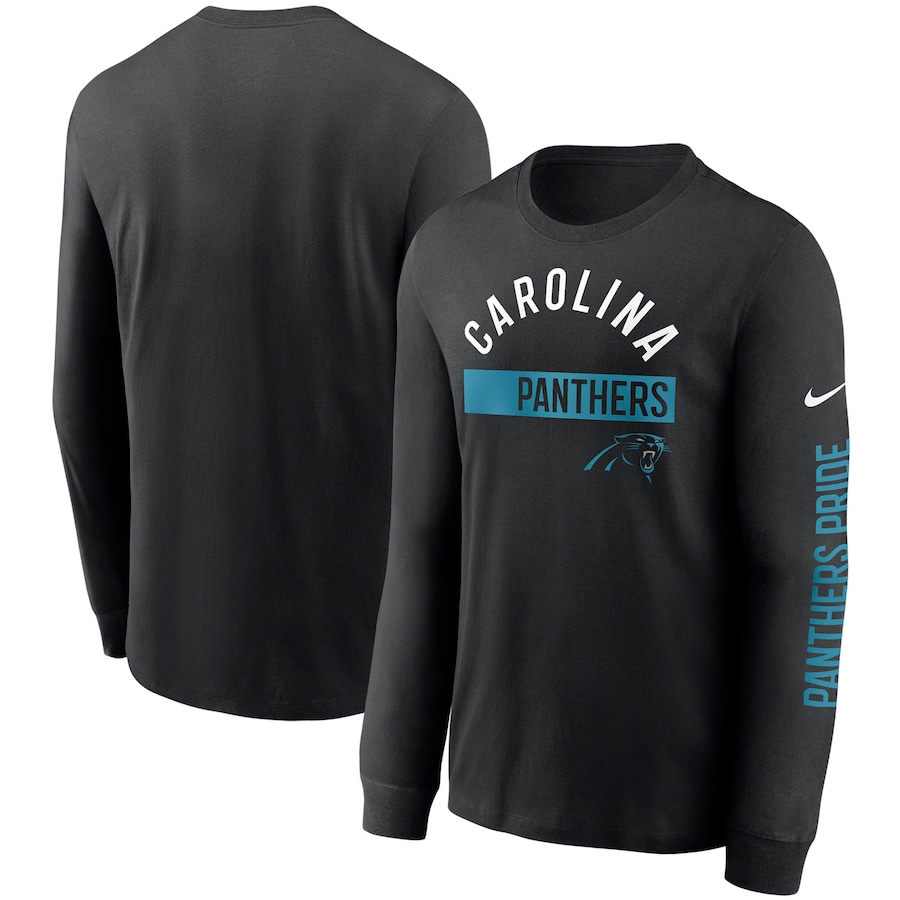 Carolina Panthers Football Black Fan Gear Color Bar Long Sleeve T-Shirt - Man Carolina Panthers Football Black Fan Gear Color Bar Long Sleeve T-Shirt - Man