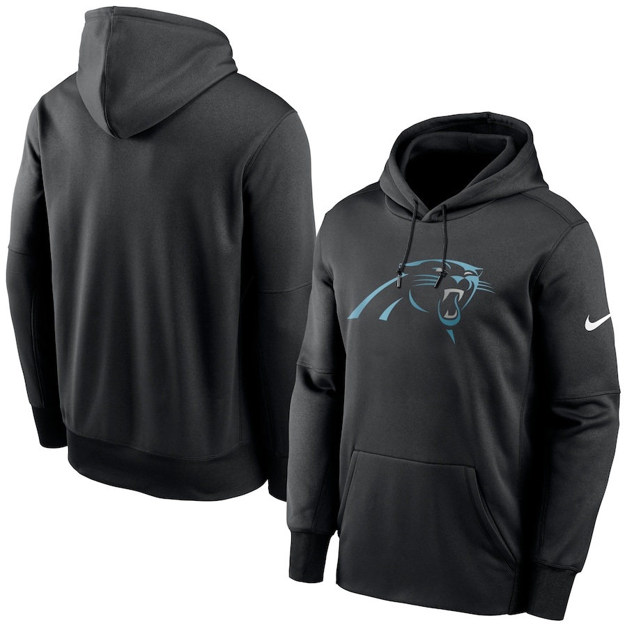 Carolina Panthers Football Black Fan Gear Primary Logo Therma Performance Pullover Hoodie - Man