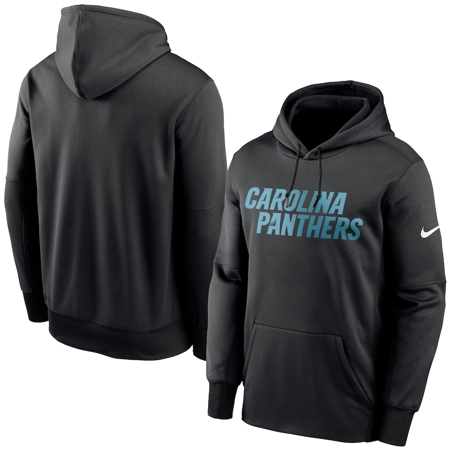 Carolina Panthers Football Black Fan Gear Wordmark Performance Pullover Hoodie - Man