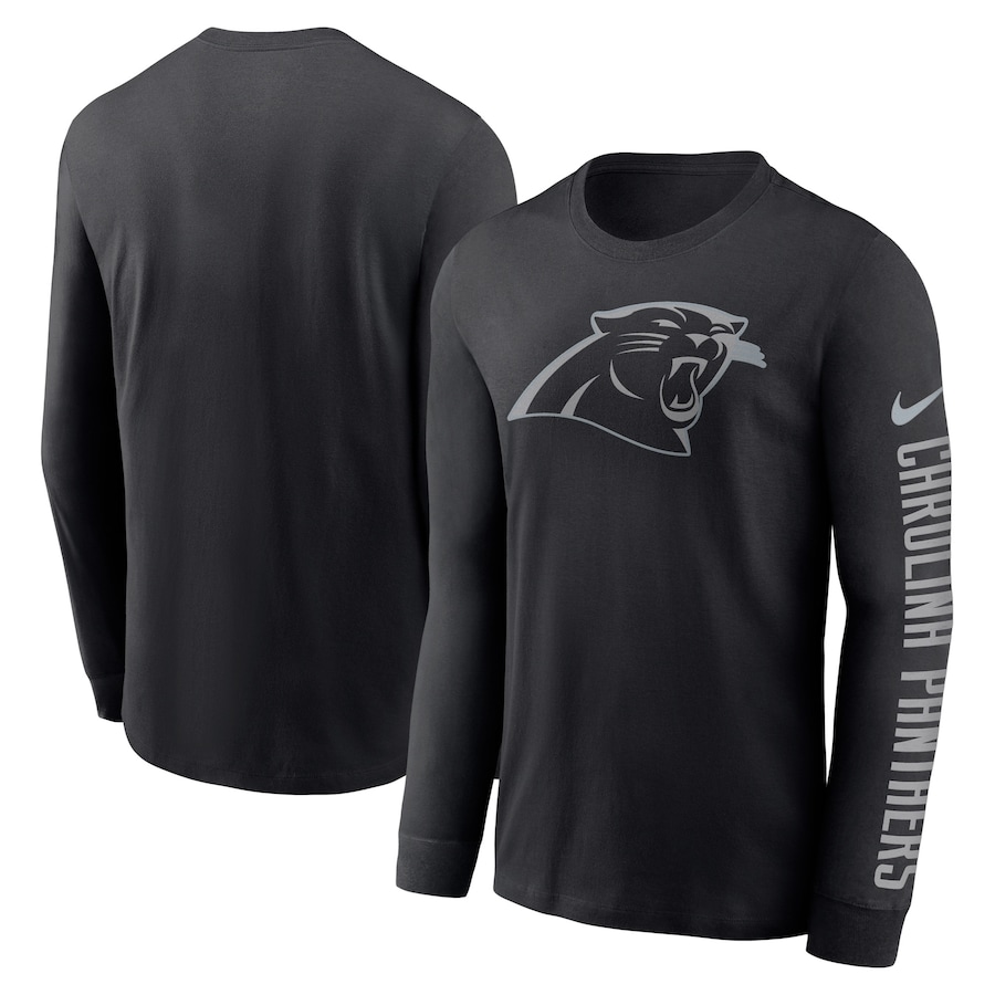 Carolina Panthers Football Black RFLCTV Name and Logo T-Shirt - Man Carolina Panthers Football Black RFLCTV Name and Logo T-Shirt - Man