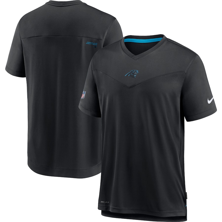 Carolina Panthers Football Black Sideline Coaches Performance V-Neck T-Shirt - Man Carolina Panthers Football Black Sideline Coaches Performance V-Neck T-Shirt - Man