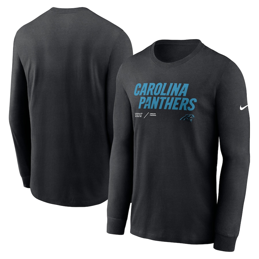 Carolina Panthers Football Black Sideline Infograph Lock Up Performance Long Sleeve T-Shirt - Man