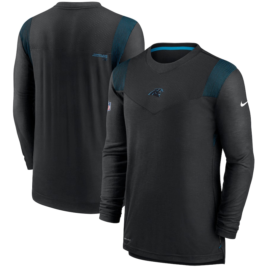 Carolina Panthers Football Black Sideline Player UV Performance Long Sleeve T-Shirt - Man