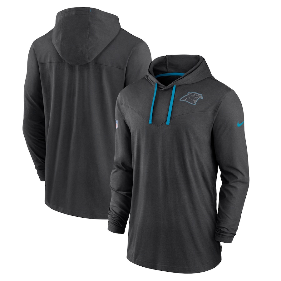 Carolina Panthers Football Black Sideline Pop Performance Pullover Long Sleeve Hoodie T-Shirt - Man