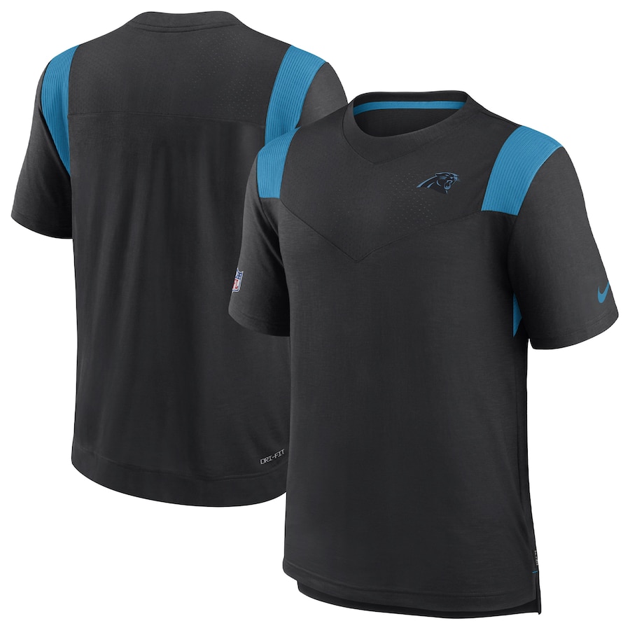 Carolina Panthers Football Black Sideline Tonal Logo Performance Player T-Shirt - Man
