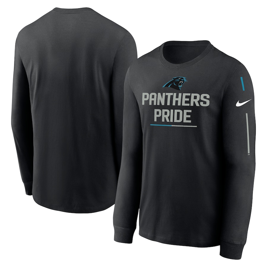 Carolina Panthers Football Black Team Slogan Long Sleeve T-Shirt - Man
