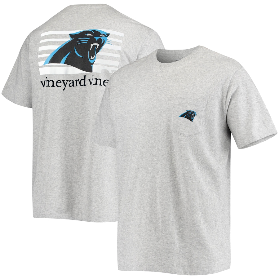 Carolina Panthers Vineyard Vines Gray Block Pocket T-Shirt - Man