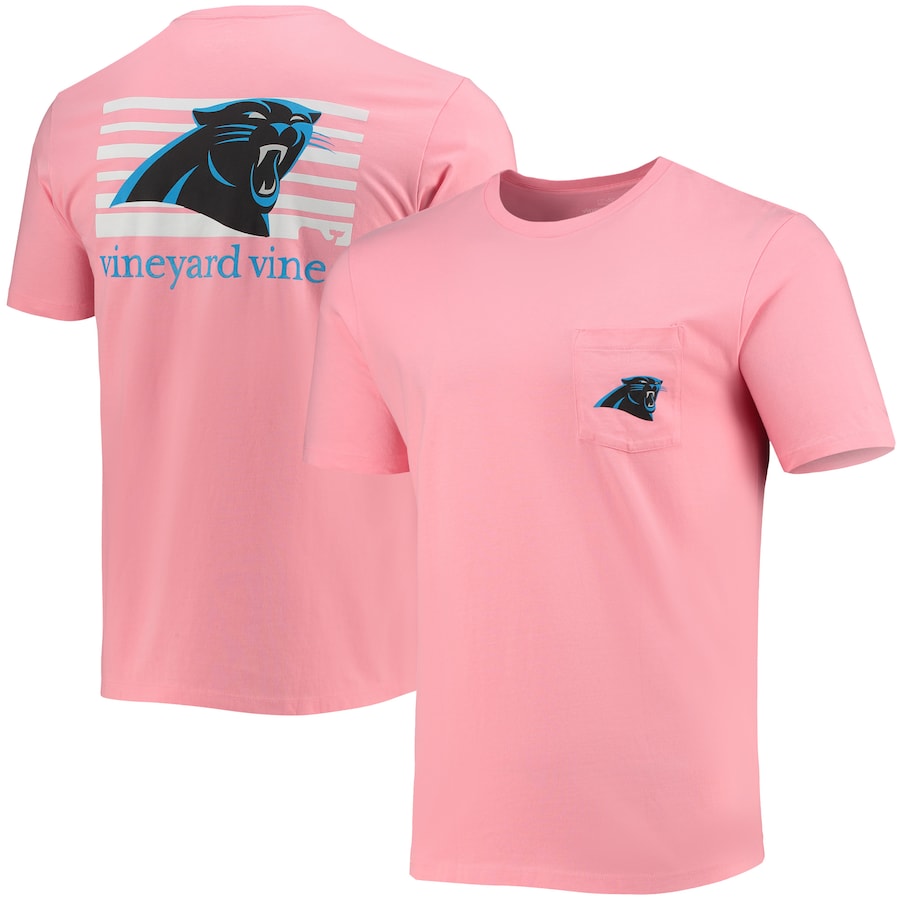 Carolina Panthers Vineyard Vines Pink Block Pocket T-Shirt - Man Carolina Panthers Vineyard Vines Pink Block Pocket T-Shirt - Man