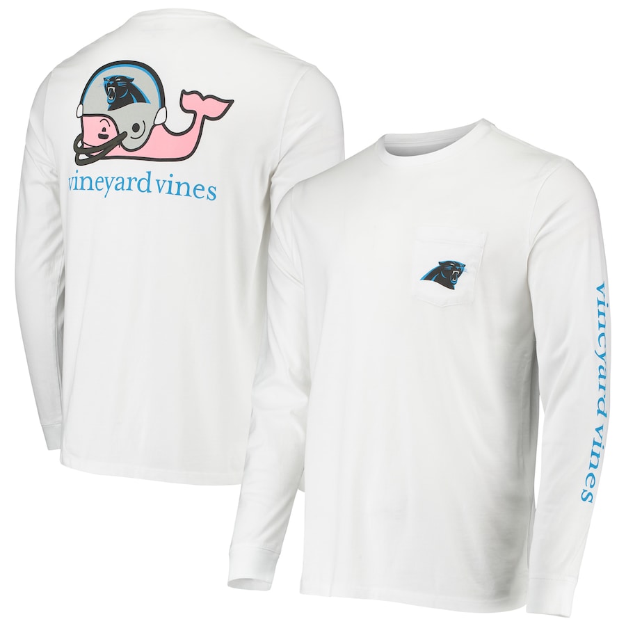 Carolina Panthers Vineyard Vines White Whale Helmet Long Sleeve T-Shirt - Man Carolina Panthers Vineyard Vines White Whale Helmet Long Sleeve T-Shirt - Man