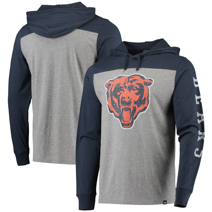 Chicago Bears '47 Heathered Gray/Navy Franklin Wooster Long Sleeve Hoodie T-Shirt - Man Chicago Bears '47 Heathered Gray/Navy Franklin Wooster Long Sleeve Hoodie T-Shirt - Man