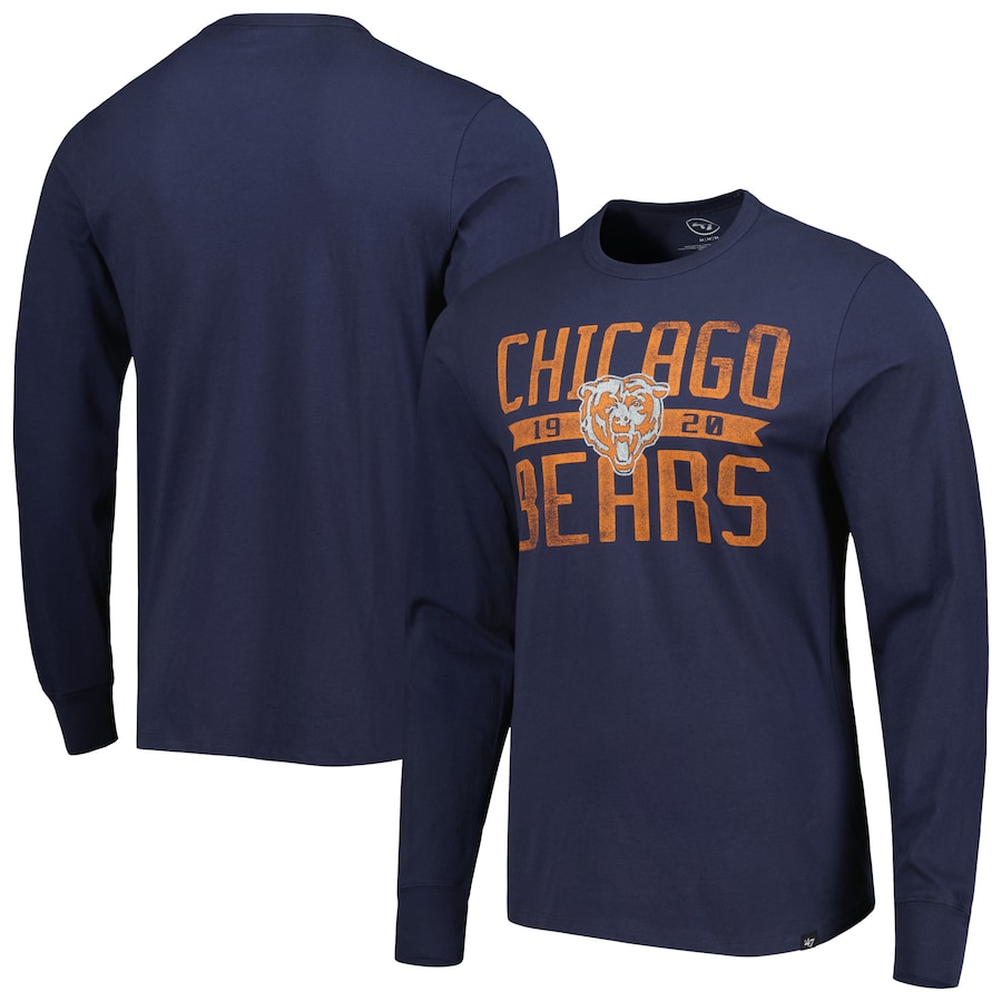 Chicago Bears '47 Navy Brand Wide Out Franklin Long Sleeve T-Shirt - Man