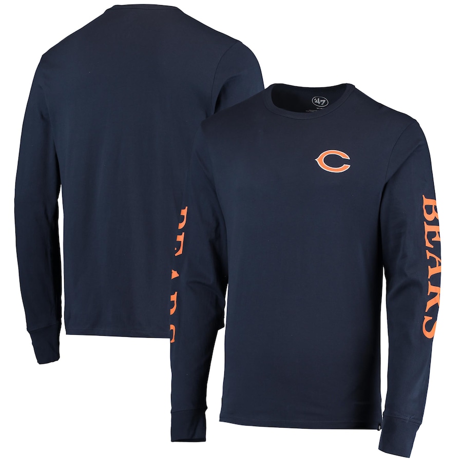 Chicago Bears '47 Navy Franklin Long Sleeve T-Shirt - Man Chicago Bears '47 Navy Franklin Long Sleeve T-Shirt - Man