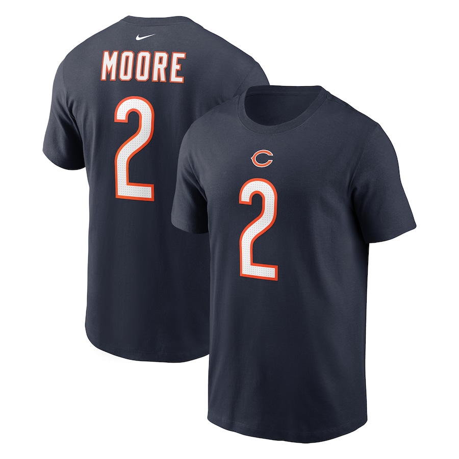 Chicago Bears DJ Moore Football Navy Player Name & Number T-Shirt - Man