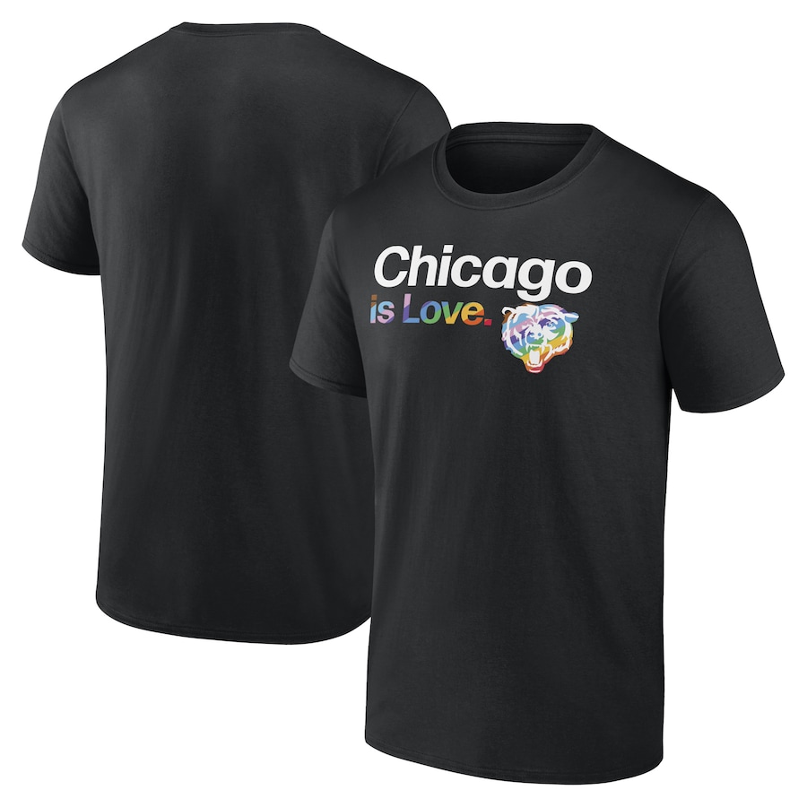 Chicago Bears Black City Pride Team T-Shirt - Man Chicago Bears Black City Pride Team T-Shirt - Man