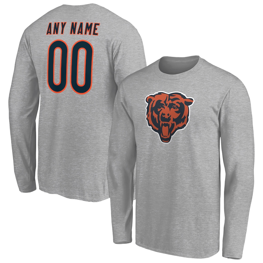 Chicago Bears Gray Team Authentic Custom Long Sleeve T-Shirt - Man Chicago Bears Gray Team Authentic Custom Long Sleeve T-Shirt - Man