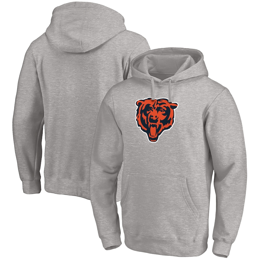 Chicago Bears Heather Gray Primary Logo Fitted Pullover Hoodie - Man Chicago Bears Heather Gray Primary Logo Fitted Pullover Hoodie - Man