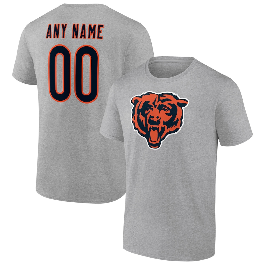Chicago Bears Heathered Gray Team Authentic Custom T-Shirt - Man Chicago Bears Heathered Gray Team Authentic Custom T-Shirt - Man