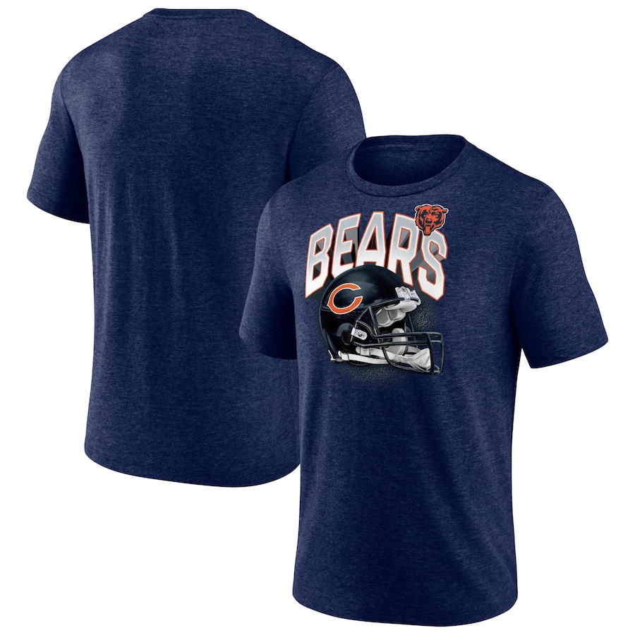 Chicago Bears Heathered Navy End Around Tri-Blend T-Shirt - Man Chicago Bears Heathered Navy End Around Tri-Blend T-Shirt - Man