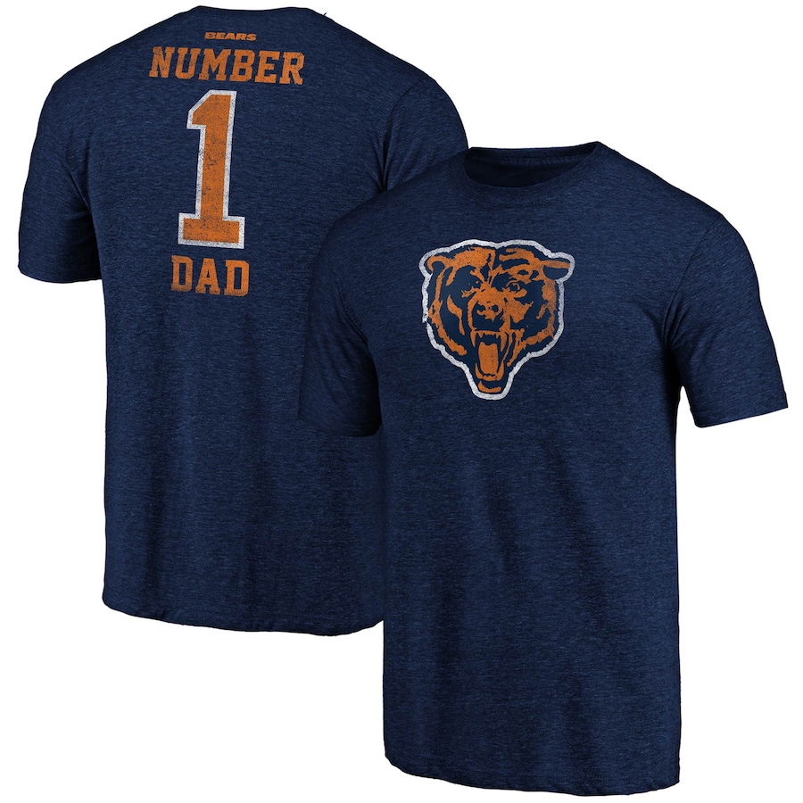 Chicago Bears Heathered Navy Greatest Dad Retro Tri-Blend T-Shirt - Man
