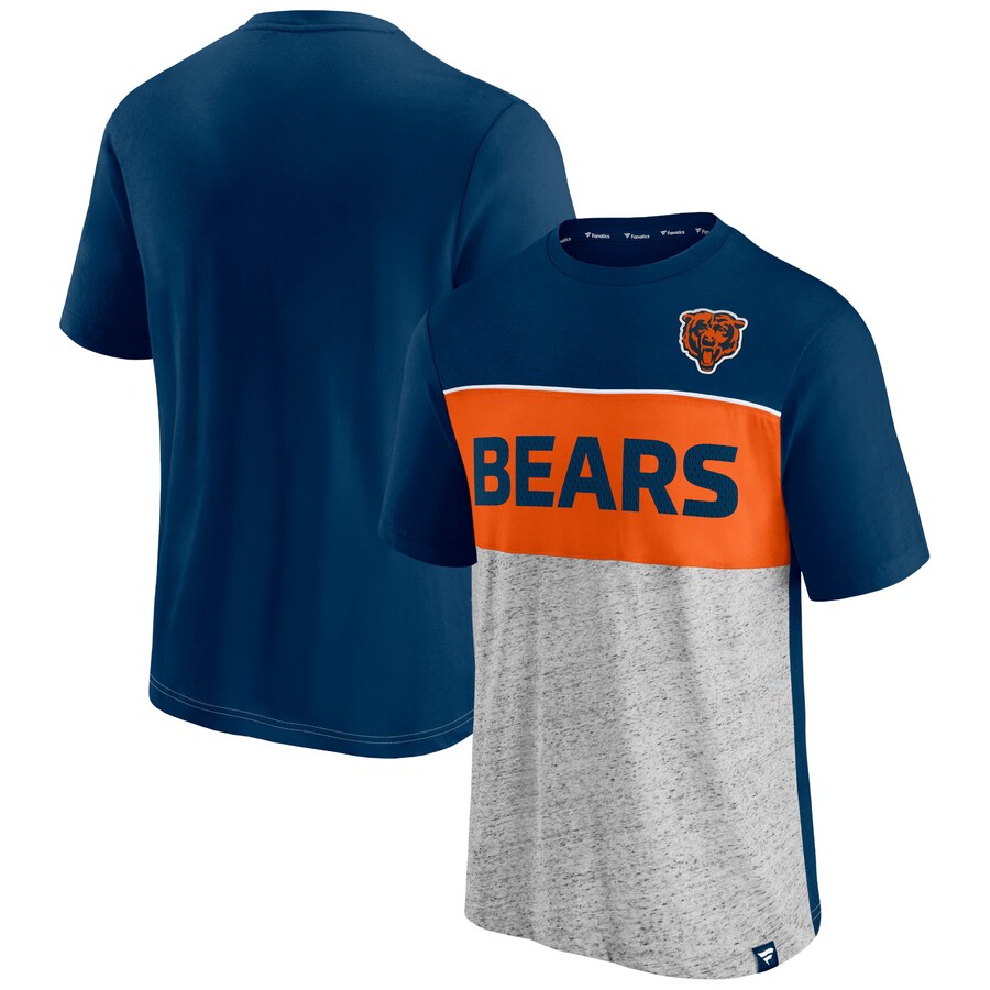 Chicago Bears Navy/Heathered Gray Colorblock T-Shirt - Man Chicago Bears Navy/Heathered Gray Colorblock T-Shirt - Man