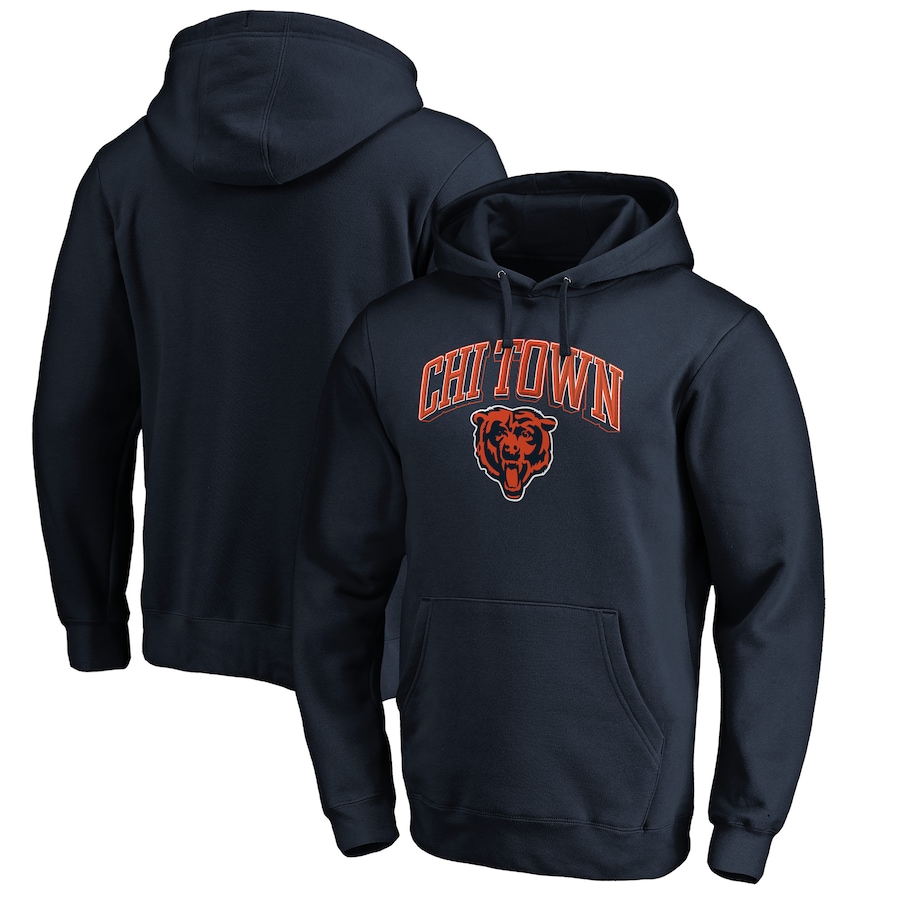 Chicago Bears Navy Hometown Fitted Pullover Hoodie - Man Chicago Bears Navy Hometown Fitted Pullover Hoodie - Man