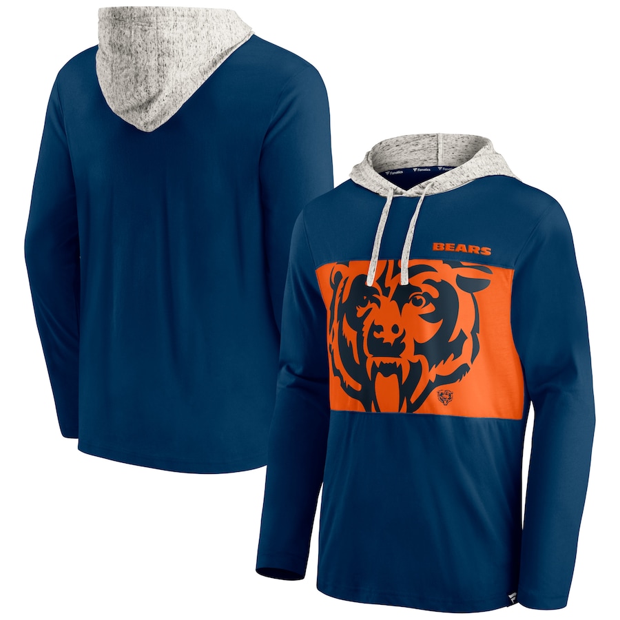 Chicago Bears Navy Long Sleeve Hoodie T-Shirt - Man Chicago Bears Navy Long Sleeve Hoodie T-Shirt - Man