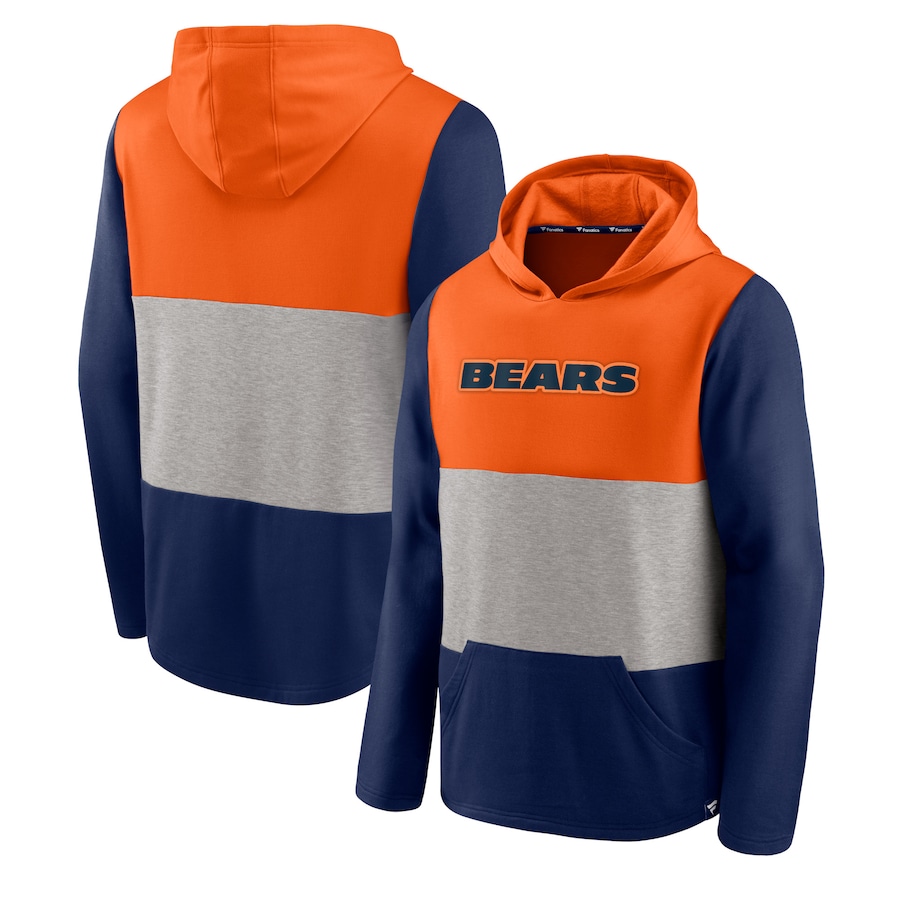Chicago Bears Orange/Navy Linear Logo Pullover Hoodie - Man Chicago Bears Orange/Navy Linear Logo Pullover Hoodie - Man