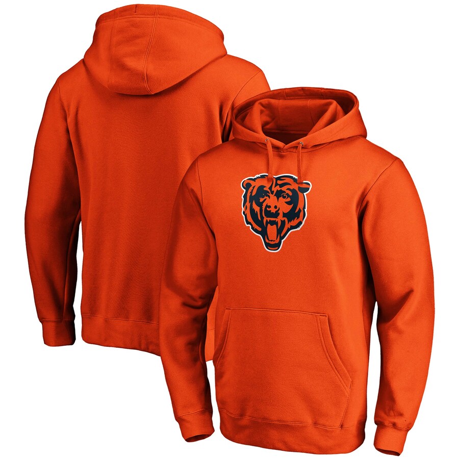 Chicago Bears Orange Primary Logo Fitted Pullover Hoodie - Man Chicago Bears Orange Primary Logo Fitted Pullover Hoodie - Man