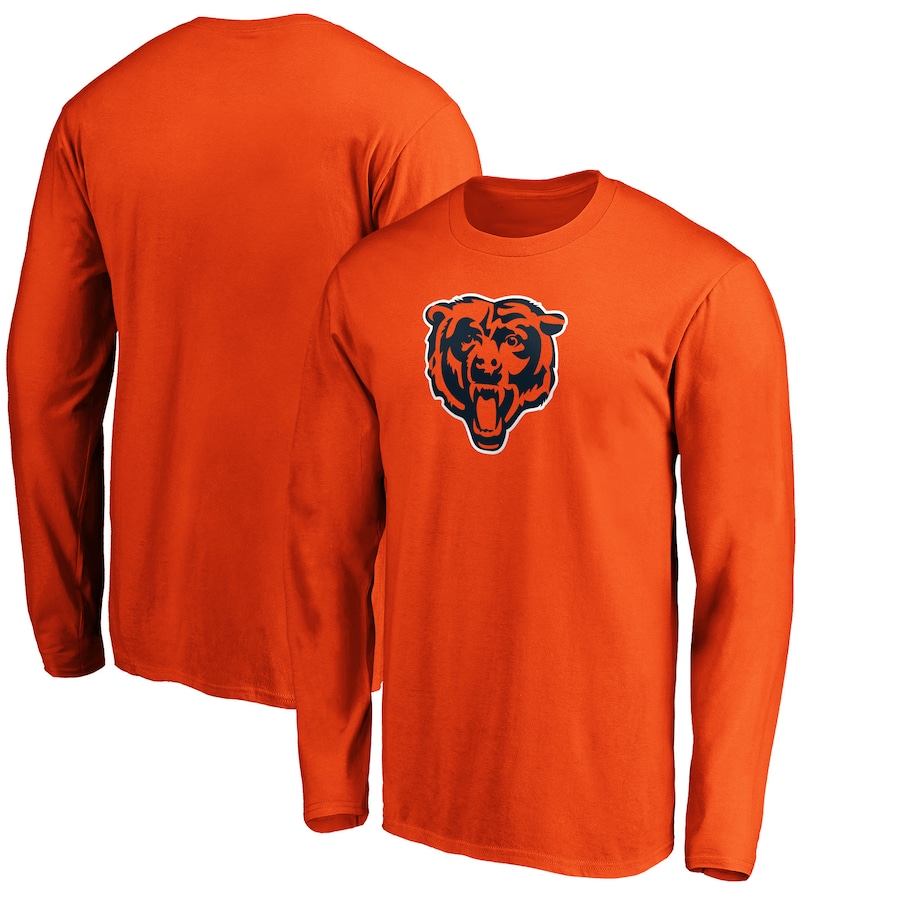 Chicago Bears Orange Primary Logo Long Sleeve T-Shirt - Man Chicago Bears Orange Primary Logo Long Sleeve T-Shirt - Man