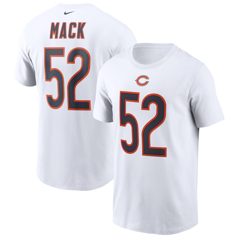 Chicago Bears Khalil Mack Football White Name & Number T-Shirt - Man