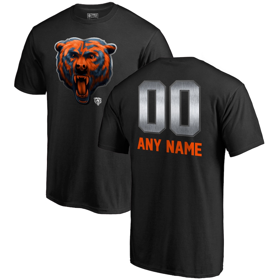 Chicago Bears NFL Pro Line by Black Personalized Midnight Mascot T-Shirt - Man