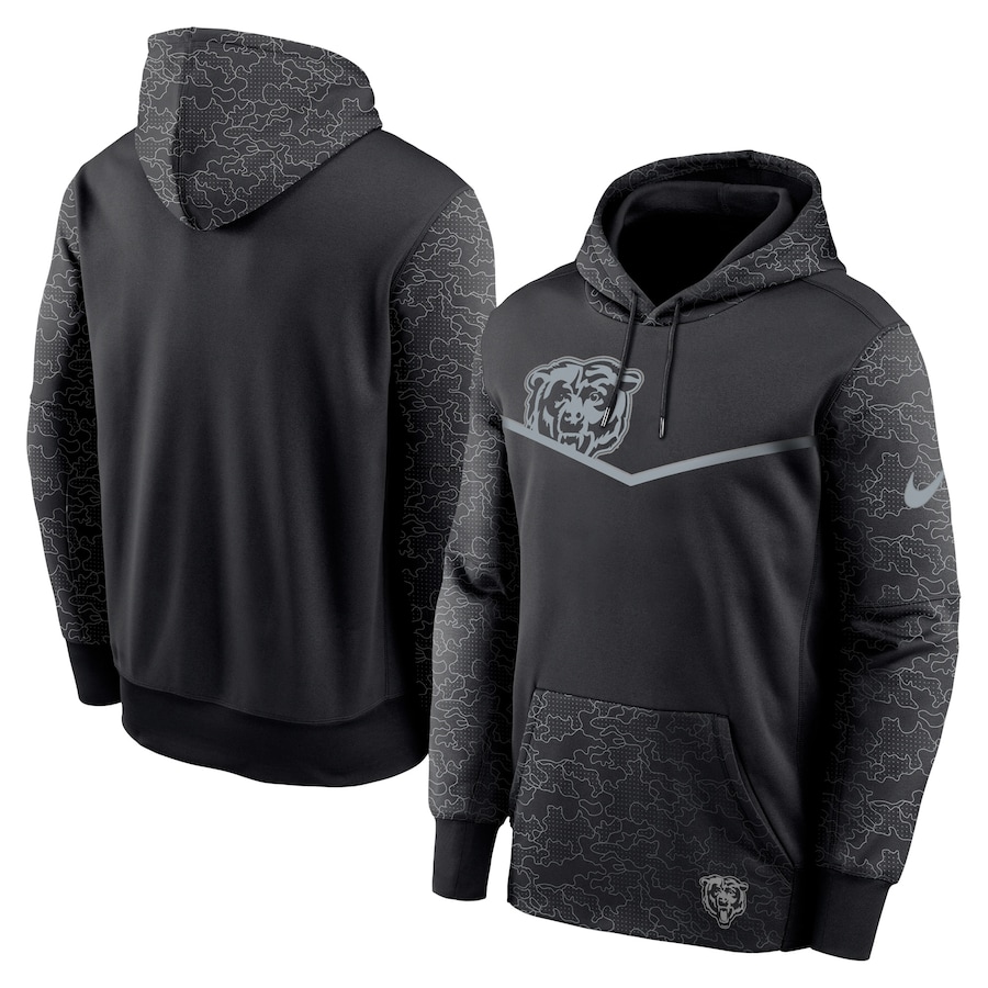 Chicago Bears Football Black RFLCTV Chevron Pullover Hoodie - Man