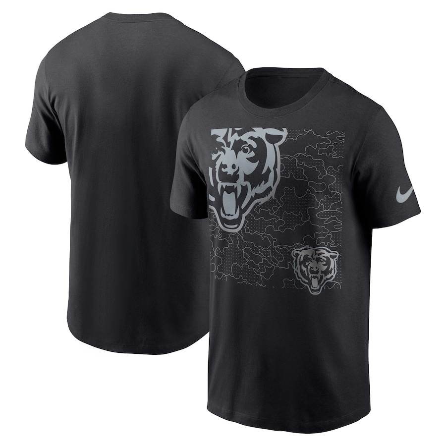 Chicago Bears Football Black RFLCTV T-Shirt - Man Chicago Bears Football Black RFLCTV T-Shirt - Man