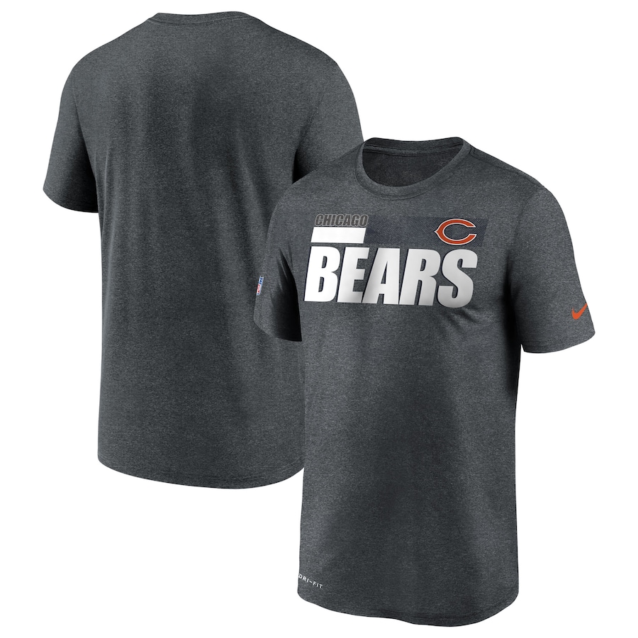 Chicago Bears Football Heather Charcoal Sideline Impact Legend Performance T-Shirt - Man Chicago Bears Football Heather Charcoal Sideline Impact Legend Performance T-Shirt - Man