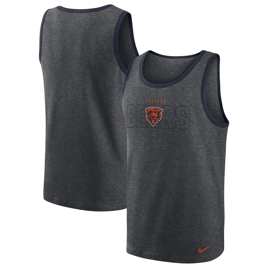 Chicago Bears Football Heathered Charcoal Tri-Blend Tank Top - Man Chicago Bears Football Heathered Charcoal Tri-Blend Tank Top - Man