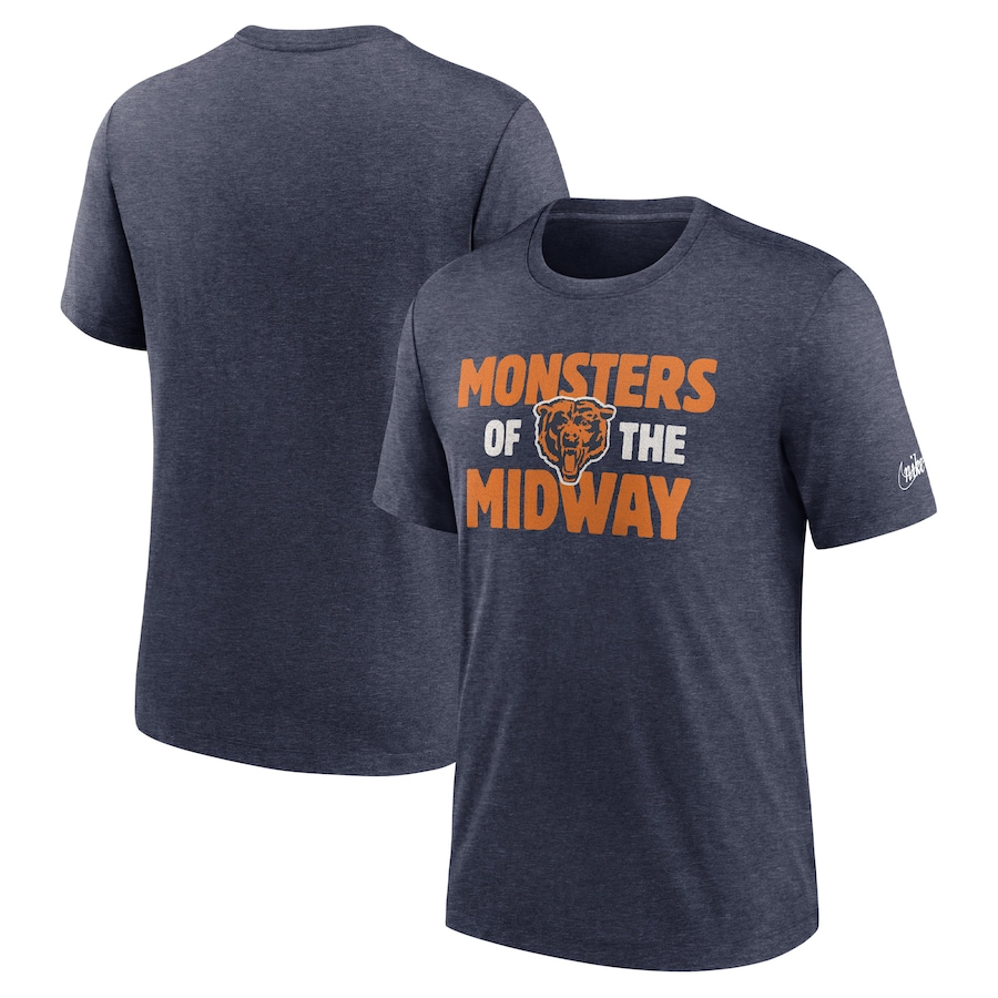 Chicago Bears Football Heathered Navy Local Tri-Blend T-Shirt - Man Chicago Bears Football Heathered Navy Local Tri-Blend T-Shirt - Man
