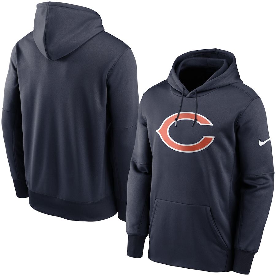 Chicago Bears Football Navy Fan Gear Primary Logo Therma Performance Pullover Hoodie - Man Chicago Bears Football Navy Fan Gear Primary Logo Therma Performance Pullover Hoodie - Man