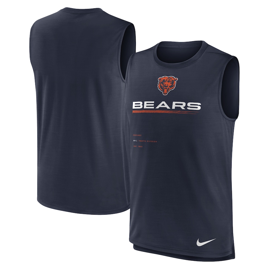 Chicago Bears Football Navy Muscle Trainer Tank Top - Man Chicago Bears Football Navy Muscle Trainer Tank Top - Man
