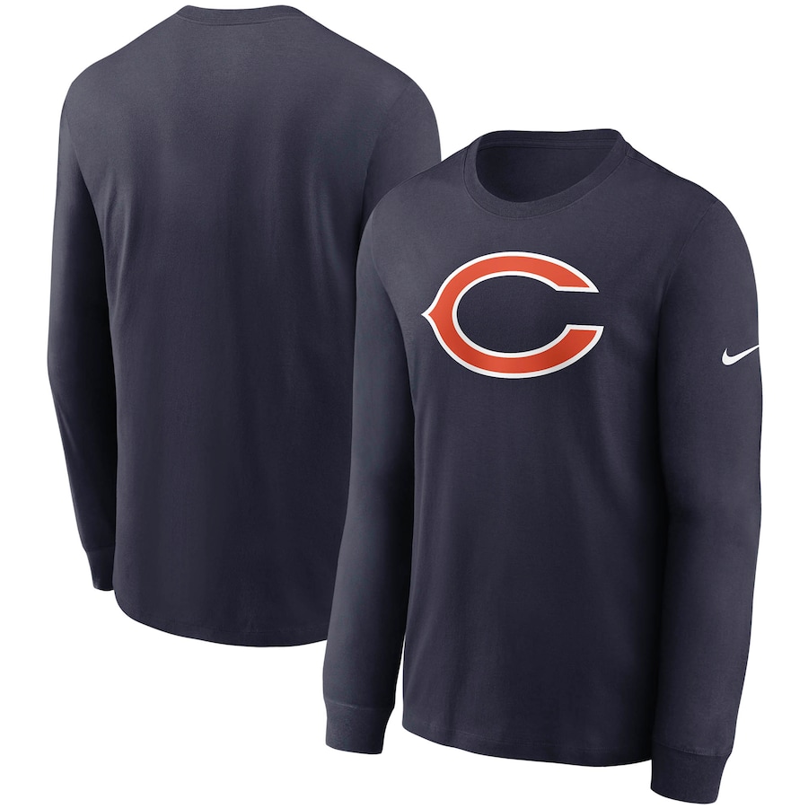 Chicago Bears Football Navy Primary Logo Long Sleeve T-Shirt - Man Chicago Bears Football Navy Primary Logo Long Sleeve T-Shirt - Man