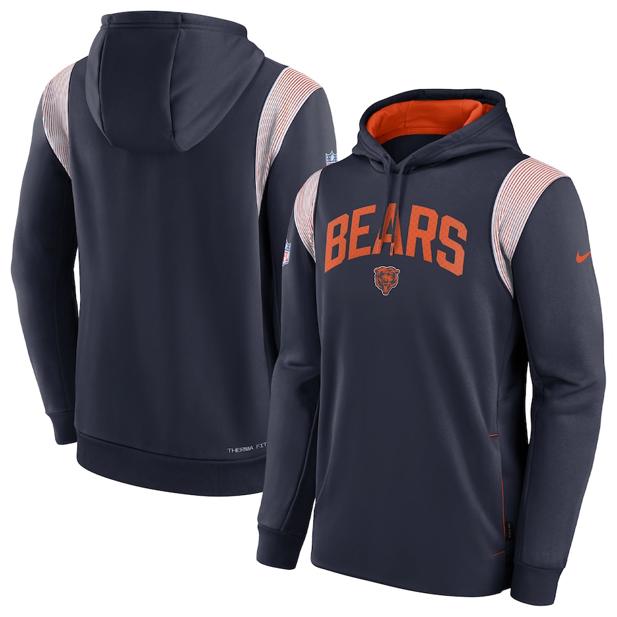 Chicago Bears Football Navy Sideline Athletic Stack Performance Pullover Hoodie - Man Chicago Bears Football Navy Sideline Athletic Stack Performance Pullover Hoodie - Man