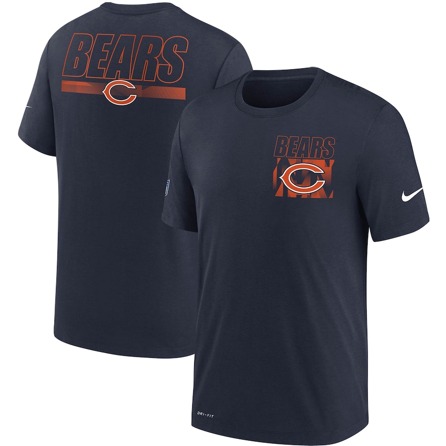 Chicago Bears Football Navy Sideline Facility Playbook Performance T-Shirt - Man Chicago Bears Football Navy Sideline Facility Playbook Performance T-Shirt - Man