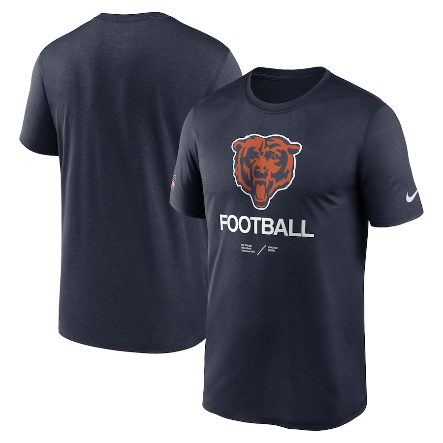 Chicago Bears Football Navy Sideline Infograph Performance T-Shirt - Man Chicago Bears Football Navy Sideline Infograph Performance T-Shirt - Man