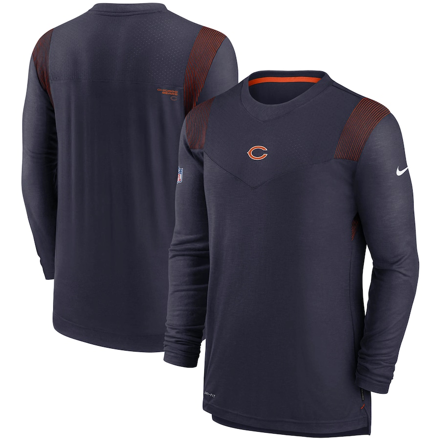Chicago Bears Football Navy Sideline Player UV Performance Long Sleeve T-Shirt - Man Chicago Bears Football Navy Sideline Player UV Performance Long Sleeve T-Shirt - Man