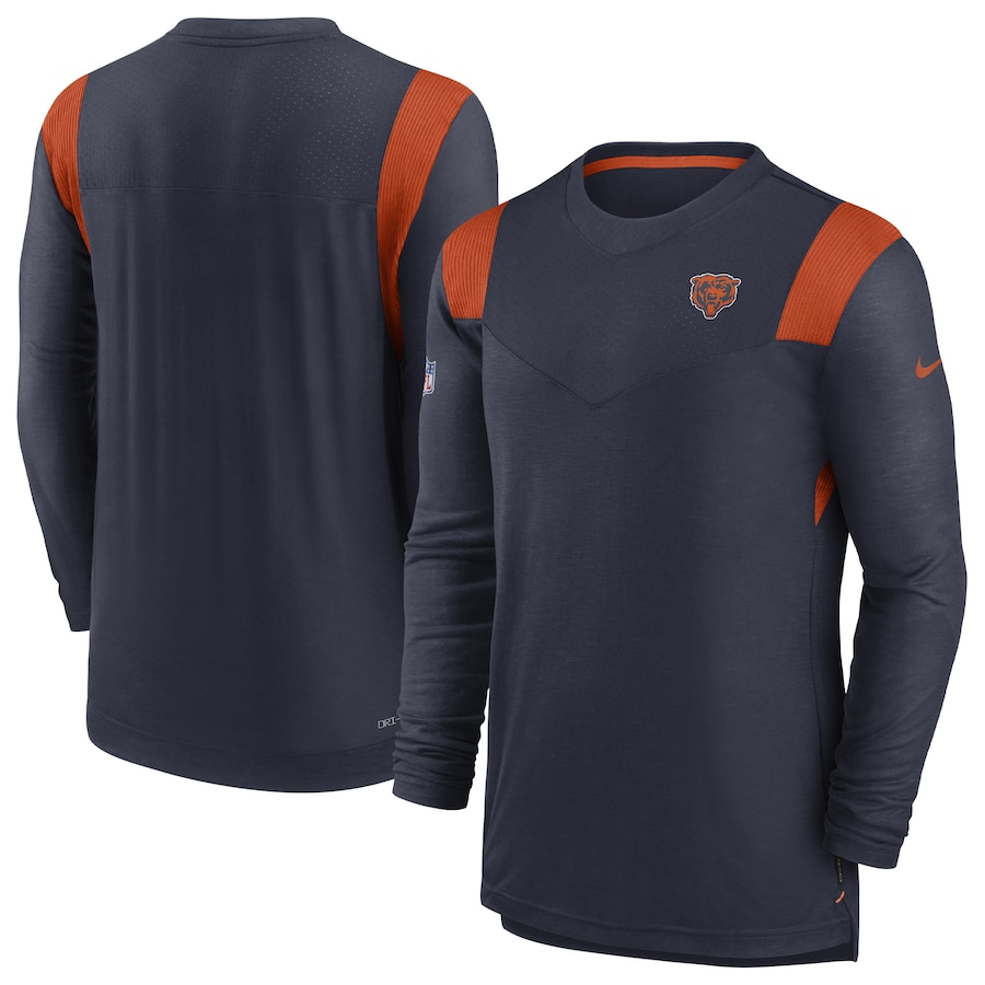 Chicago Bears Football Navy Sideline Tonal Logo Performance Player Long Sleeve T-Shirt - Man Chicago Bears Football Navy Sideline Tonal Logo Performance Player Long Sleeve T-Shirt - Man