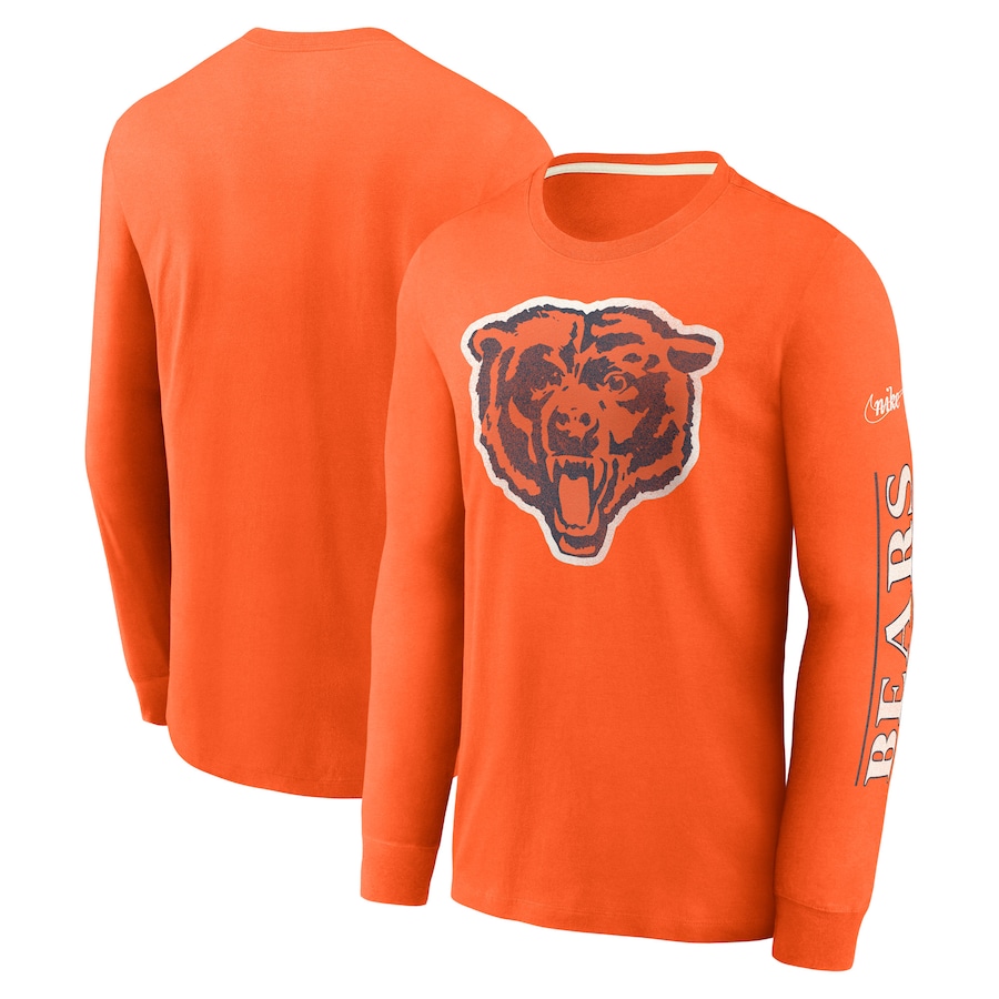 Chicago Bears Football Orange Fashion Tri-Blend Long Sleeve T-Shirt - Man Chicago Bears Football Orange Fashion Tri-Blend Long Sleeve T-Shirt - Man