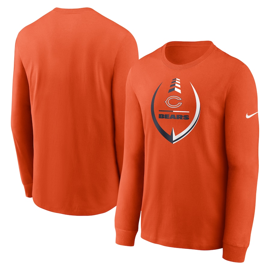 Chicago Bears Football Orange Icon Legend Performance Long Sleeve T-Shirt - Man