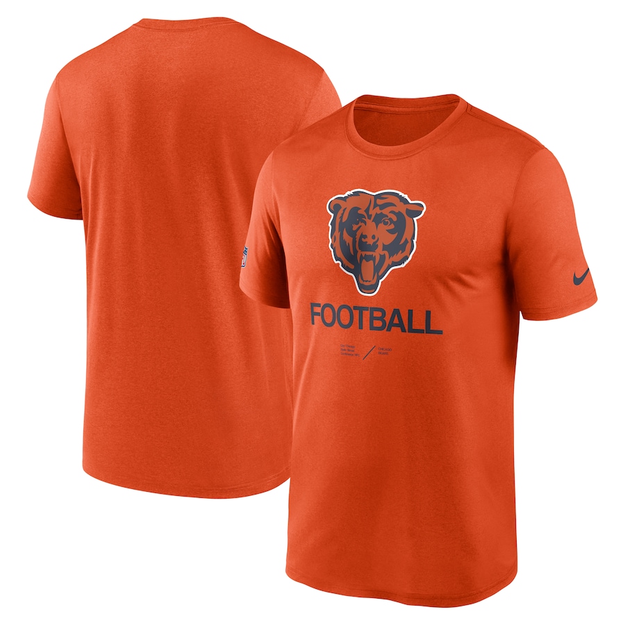 Chicago Bears Football Orange Sideline Infograph Performance T-Shirt - Man Chicago Bears Football Orange Sideline Infograph Performance T-Shirt - Man
