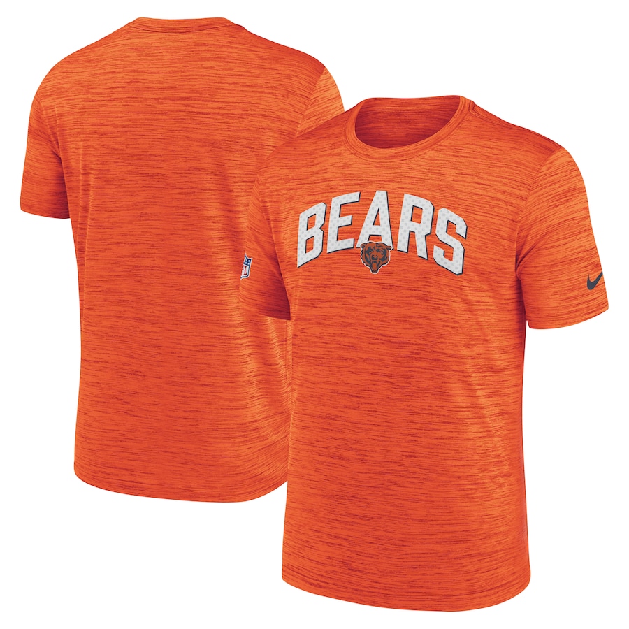 Chicago Bears Football Orange Sideline Velocity Athletic Stack Performance T-Shirt - Man Chicago Bears Football Orange Sideline Velocity Athletic Stack Performance T-Shirt - Man