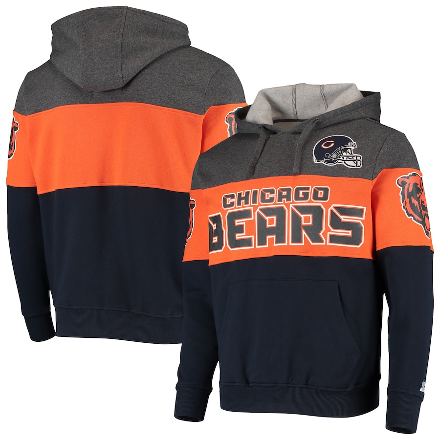 Chicago Bears Starter Heathered Gray/Orange Extreme Fireballer Pullover Hoodie - Man Chicago Bears Starter Heathered Gray/Orange Extreme Fireballer Pullover Hoodie - Man