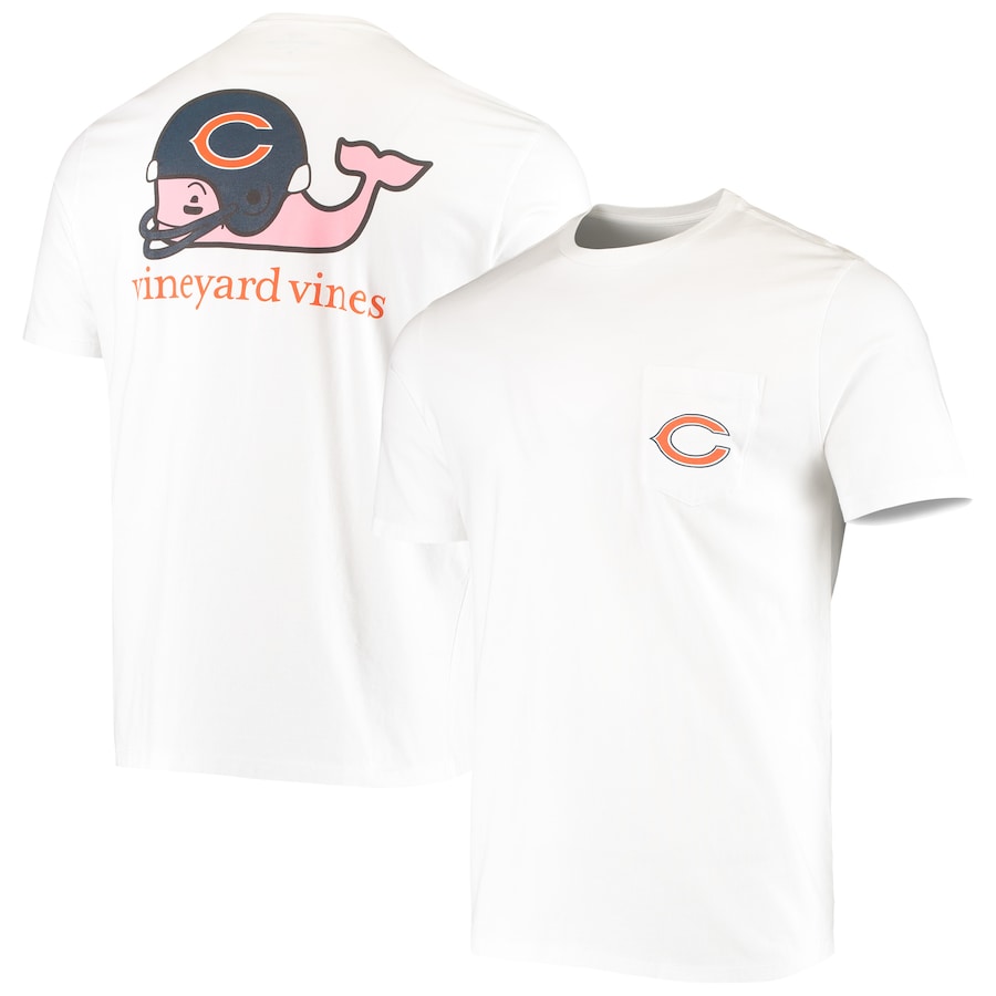 Chicago Bears Vineyard Vines White Team Whale Helmet T-Shirt - Man Chicago Bears Vineyard Vines White Team Whale Helmet T-Shirt - Man